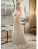 Ivory Glitter Lace Wedding Dress With Detachable Sleeves Ivory Glitter Lace Wedding Dress With Detachable Sleeves